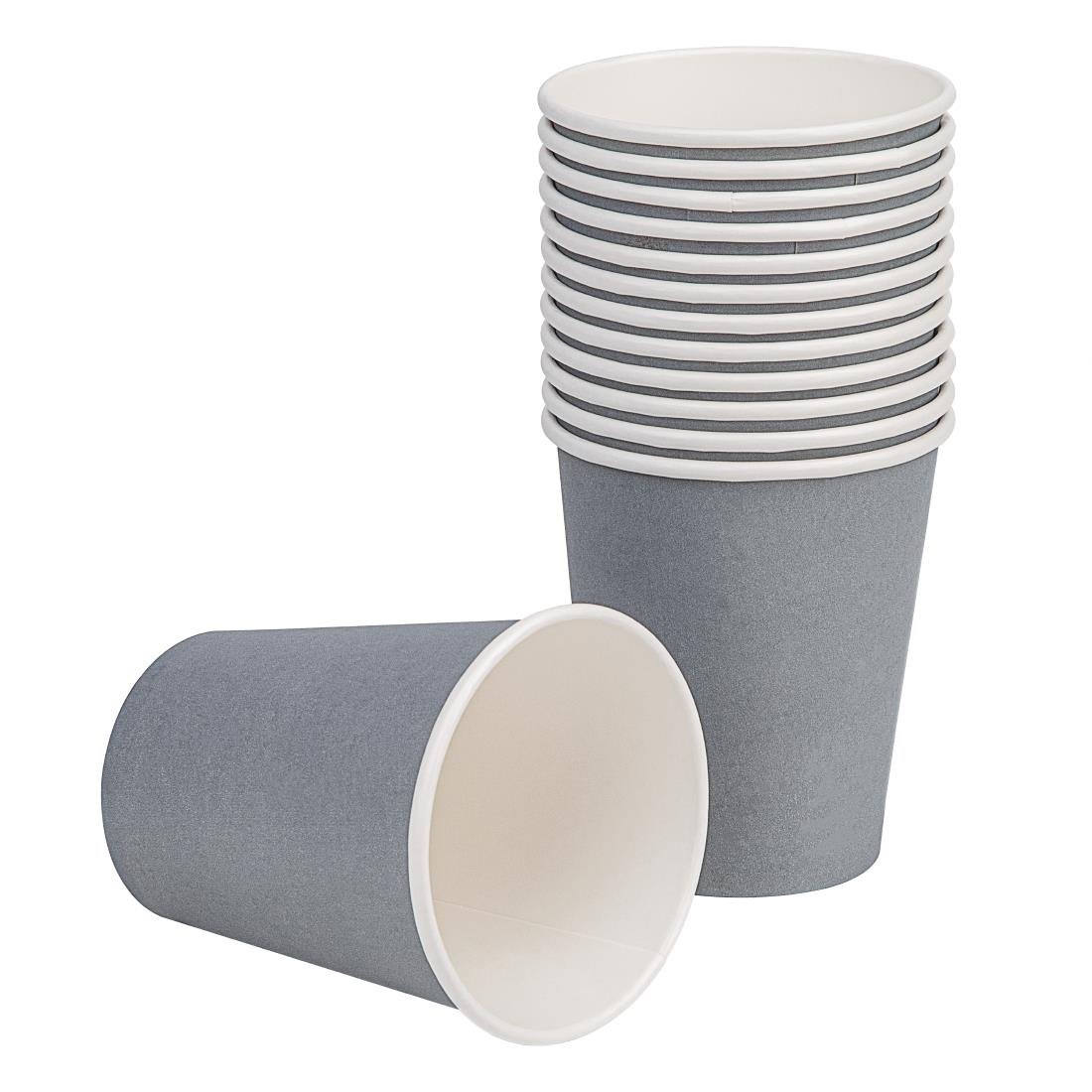 Fiesta Recyclable Takeaway Coffee Cups Single Wall Charcoal 225ml (Pack of 1000) • PAS-GP415