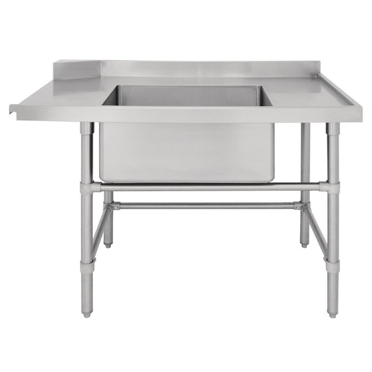 Vogue Dishwasher Inlet Table with Sink 90mm outlet - 1200x700x960mm R/H (Right Hand. 1200(W)x700(D)x960(H)mm) • PAS-DE472