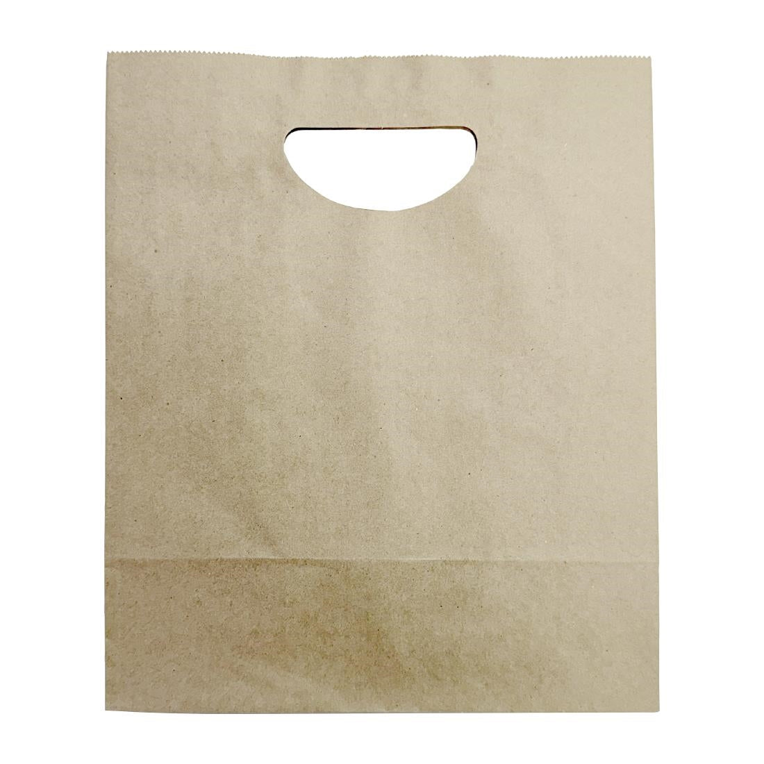 Fiesta Recyclable D Cut Handle Brown Paper Bags Large (250 Pack) (Large | 305(L)x255(W)x140(D)mm | Pack quantity: 250) • PAS-HY768
