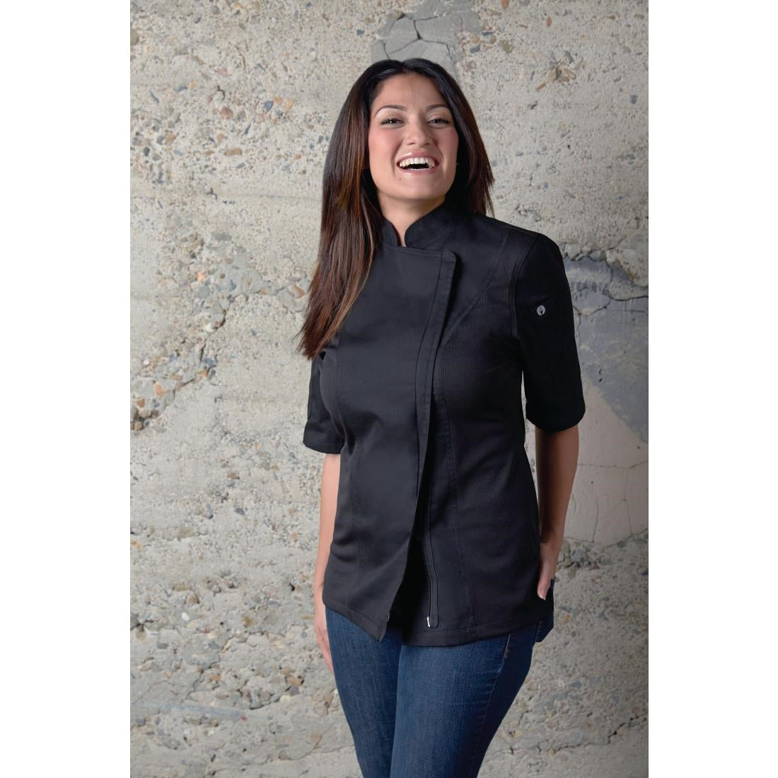Chef Works Womens Springfield Zip Chefs Jacket Black • PAS-P_BB051