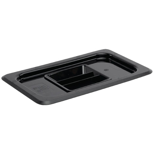 Vogue Black Polycarbonate 1/4 Gastronorm Lid • PAS-U477