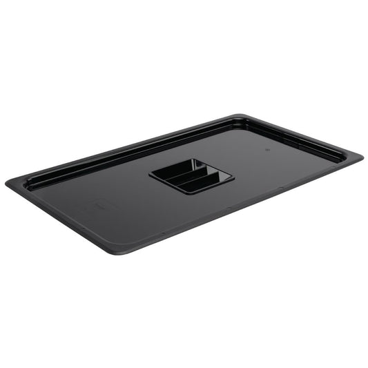 Vogue Black Polycarbonate 1/1 Gastronorm Lid • PAS-U474