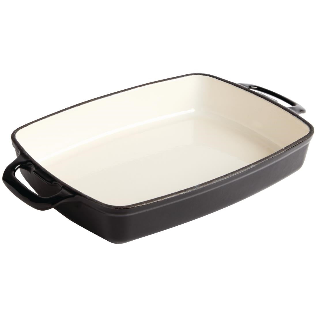 Vogue Black Rectangular Cast Iron Dish 2.8Ltr • PAS-GH324
