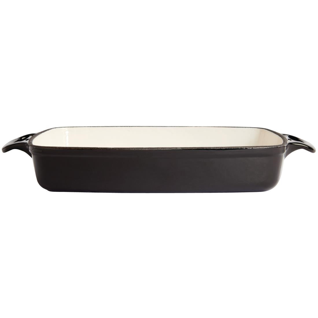 Vogue Black Rectangular Cast Iron Dish 2.8Ltr • PAS-GH324