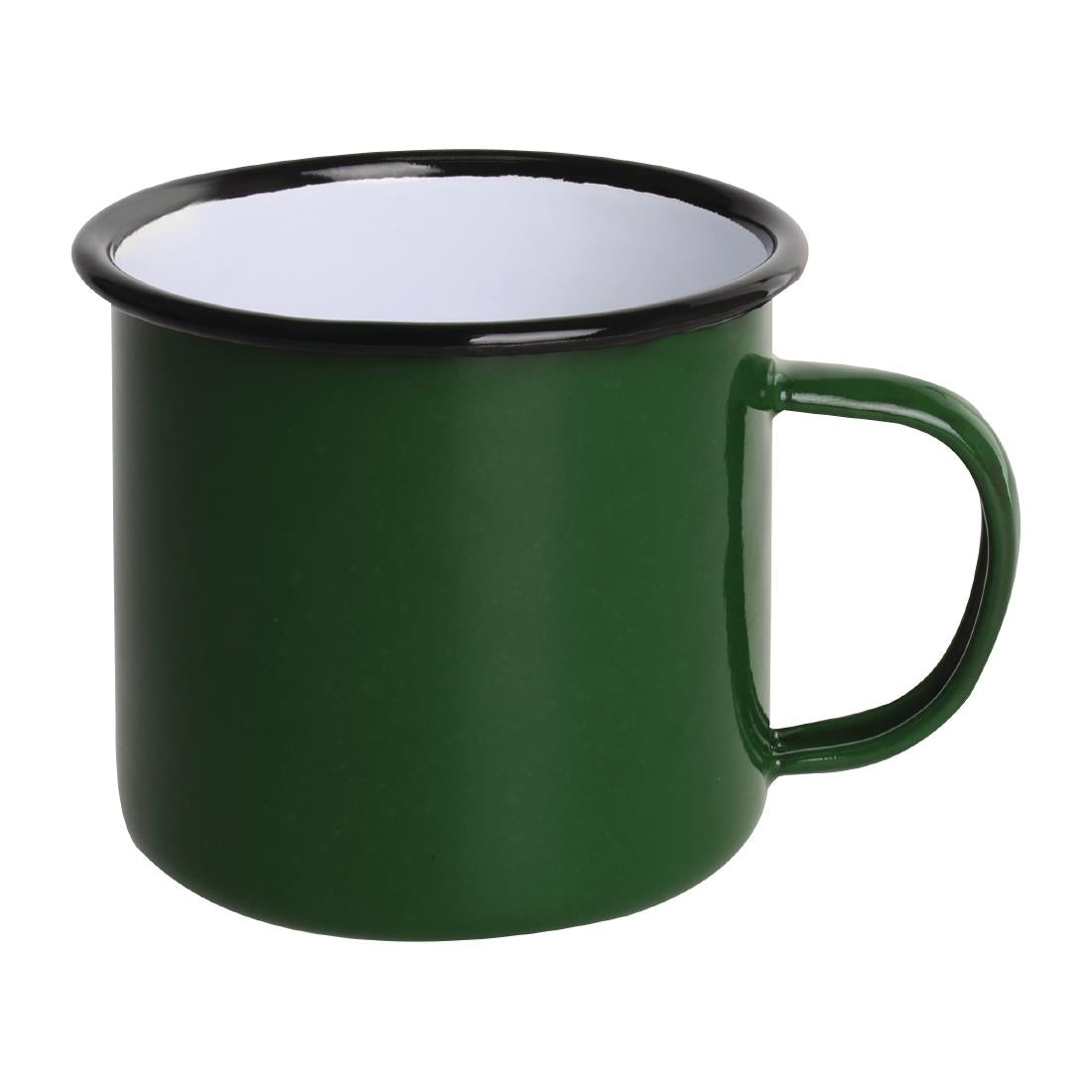 Olympia Enamel Green/Black Mug - 350ml 11.8fl oz (6 Pack) • PAS-DC396