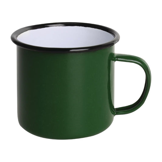 Olympia Enamel Green/Black Mug - 350ml 11.8fl oz (6 Pack) • PAS-DC396