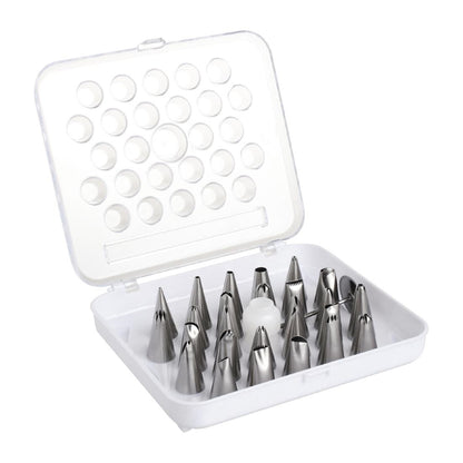 Vogue Cake Decorating 26 Assorted Piping Nozzles (Pack of 26 Assorted Tubes. Material: Stainless Steel) • PAS-CP107