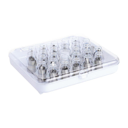 Vogue Cake Decorating 26 Assorted Piping Nozzles (Pack of 26 Assorted Tubes. Material: Stainless Steel) • PAS-CP107