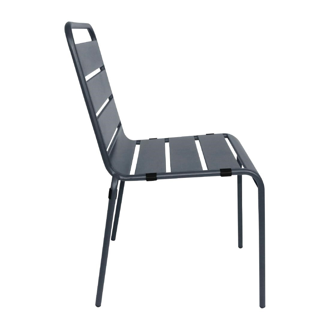 Bolero Slatted Steel Side Chairs Grey (4 Pack) (Seat Height: 450mm. Pack Quantity: 4) • PAS-CS727