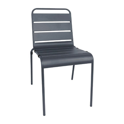 Bolero Slatted Steel Side Chairs Grey (4 Pack) (Seat Height: 450mm. Pack Quantity: 4) • PAS-CS727