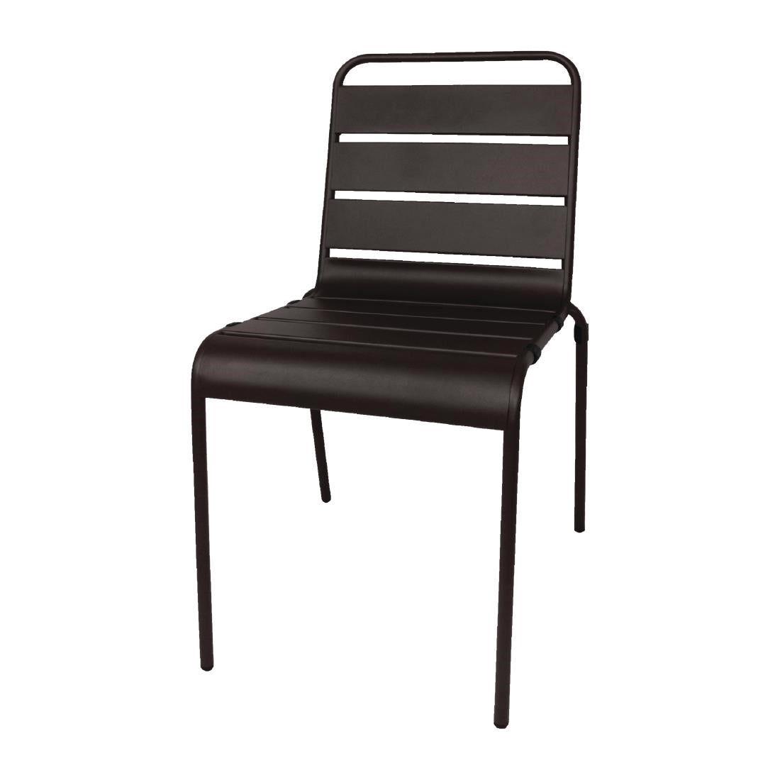 Bolero Black Slatted Steel Side Chairs (4 Pack) • PAS-CS728