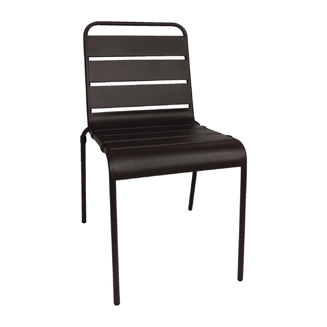 Bolero Black Slatted Steel Side Chairs (4 Pack) • PAS-CS728