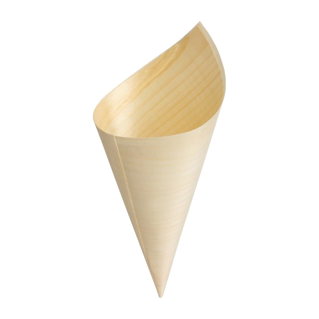 Fiesta Compostable Wooden Canape Cones 75mm (100 Pack) (170(H) x 75(W) x 75(D)mm. Pack Quantity: 100) • PAS-DK389
