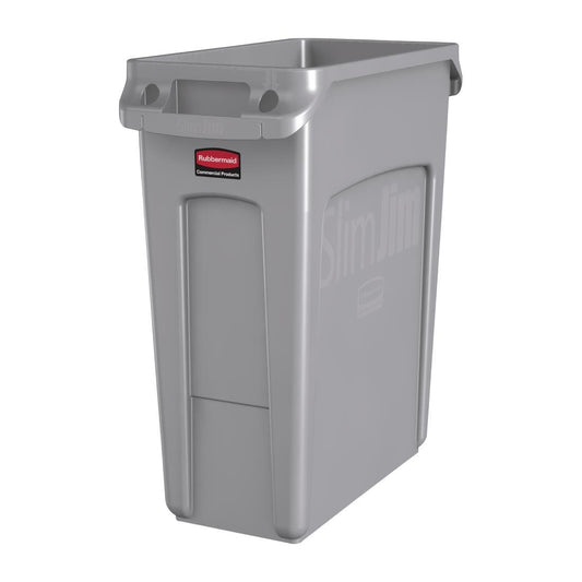 Rubbermaid Slim Jim Container with Venting Channels Grey 60Ltr • PAS-F603