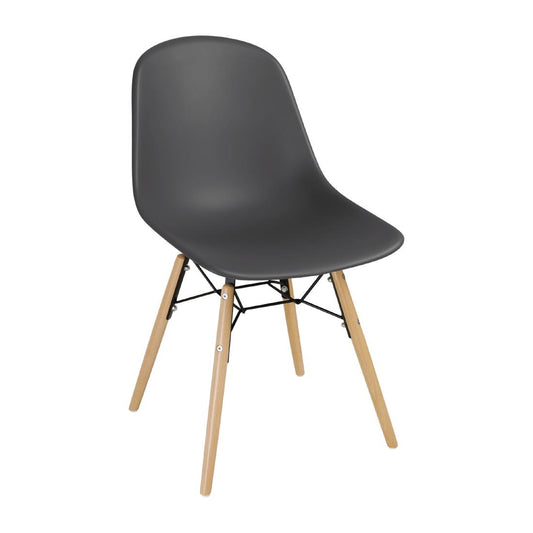 Bolero Arlo PP Moulded Side Chair Charcoal with Spindle Legs (2 Pack) • PAS-DM841