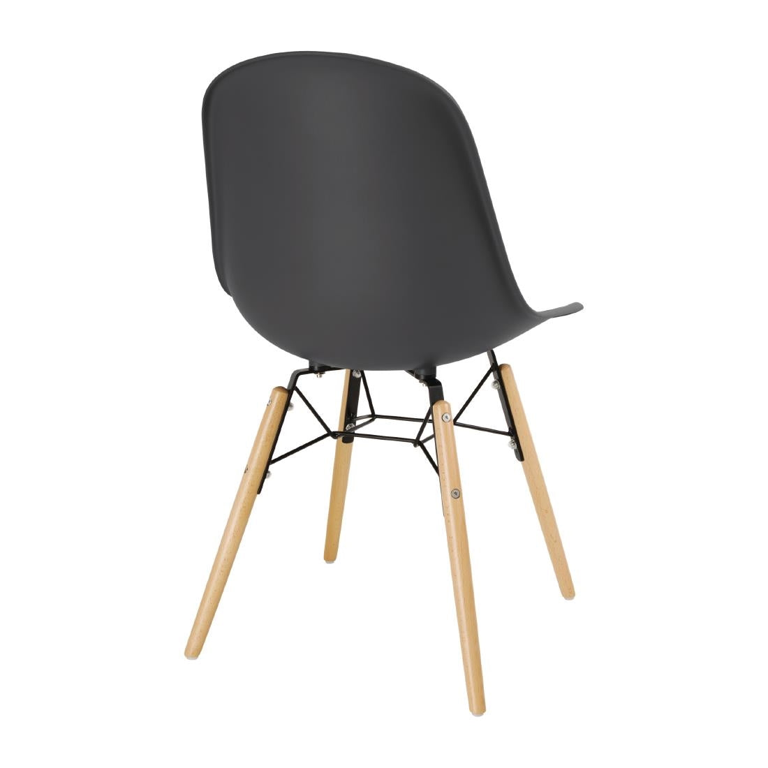 Bolero Arlo PP Moulded Side Chair Charcoal with Spindle Legs (2 Pack) • PAS-DM841