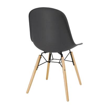 Bolero Arlo PP Moulded Side Chair Charcoal with Spindle Legs (2 Pack) • PAS-DM841