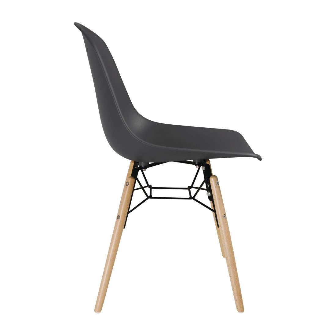 Bolero Arlo PP Moulded Side Chair Charcoal with Spindle Legs (2 Pack) • PAS-DM841