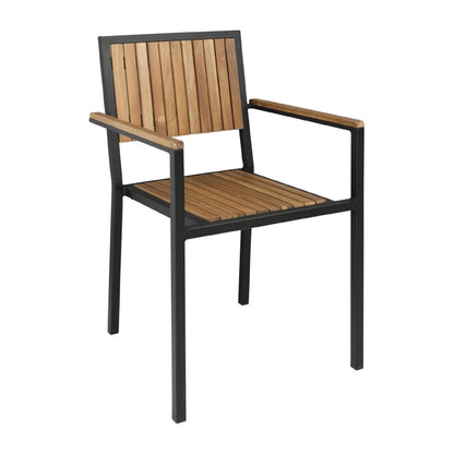 Bolero Steel & Acacia Armchair (4 Pack) • PAS-DS151