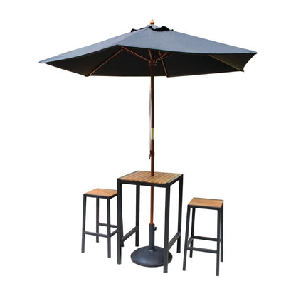 Bolero Black Steel & Acacia Wood Bar Stools (2 Pack) (Pack of 2) • PAS-DS156