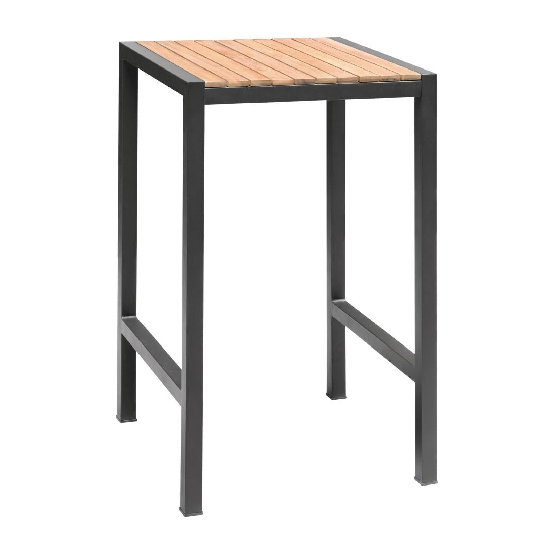 Bolero Square Steel and Acacia Bar Table 600mm • PAS-DS155