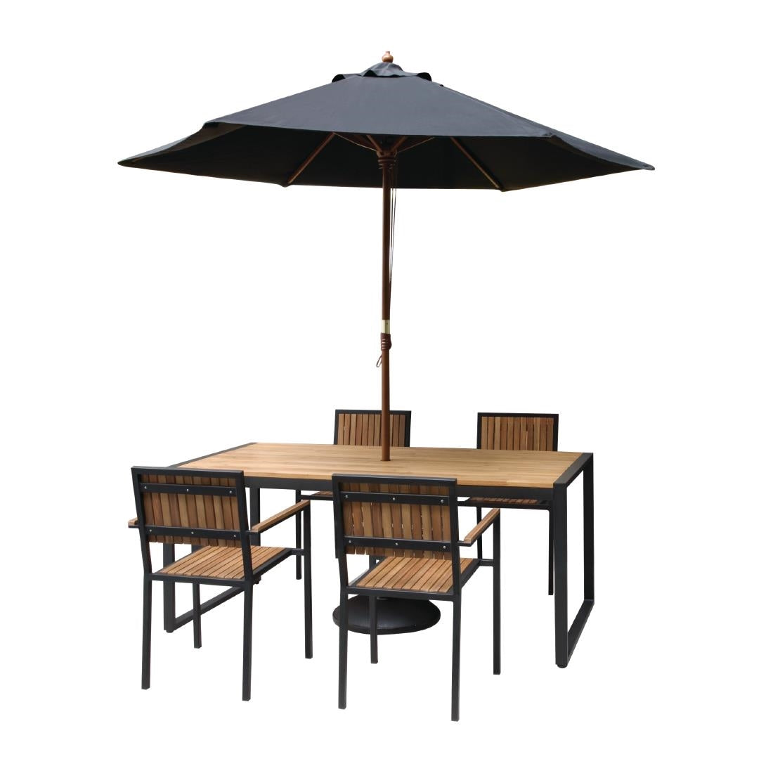 Bolero Steel & Acacia Armchair (4 Pack) • PAS-DS151