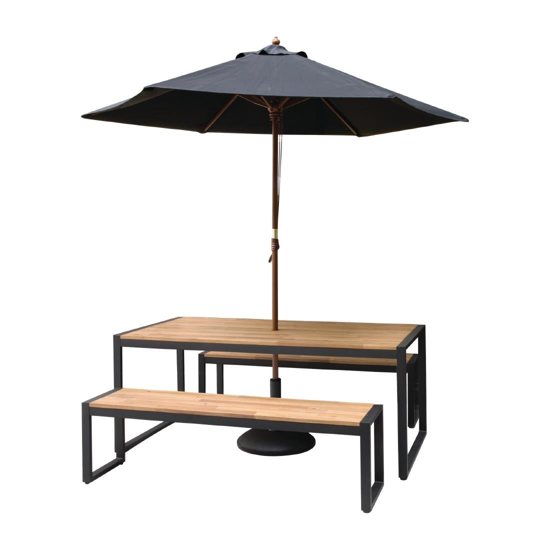 Bolero Acacia Wood and Steel Industrial Benches 1600mm (2 Pack) • PAS-DS158