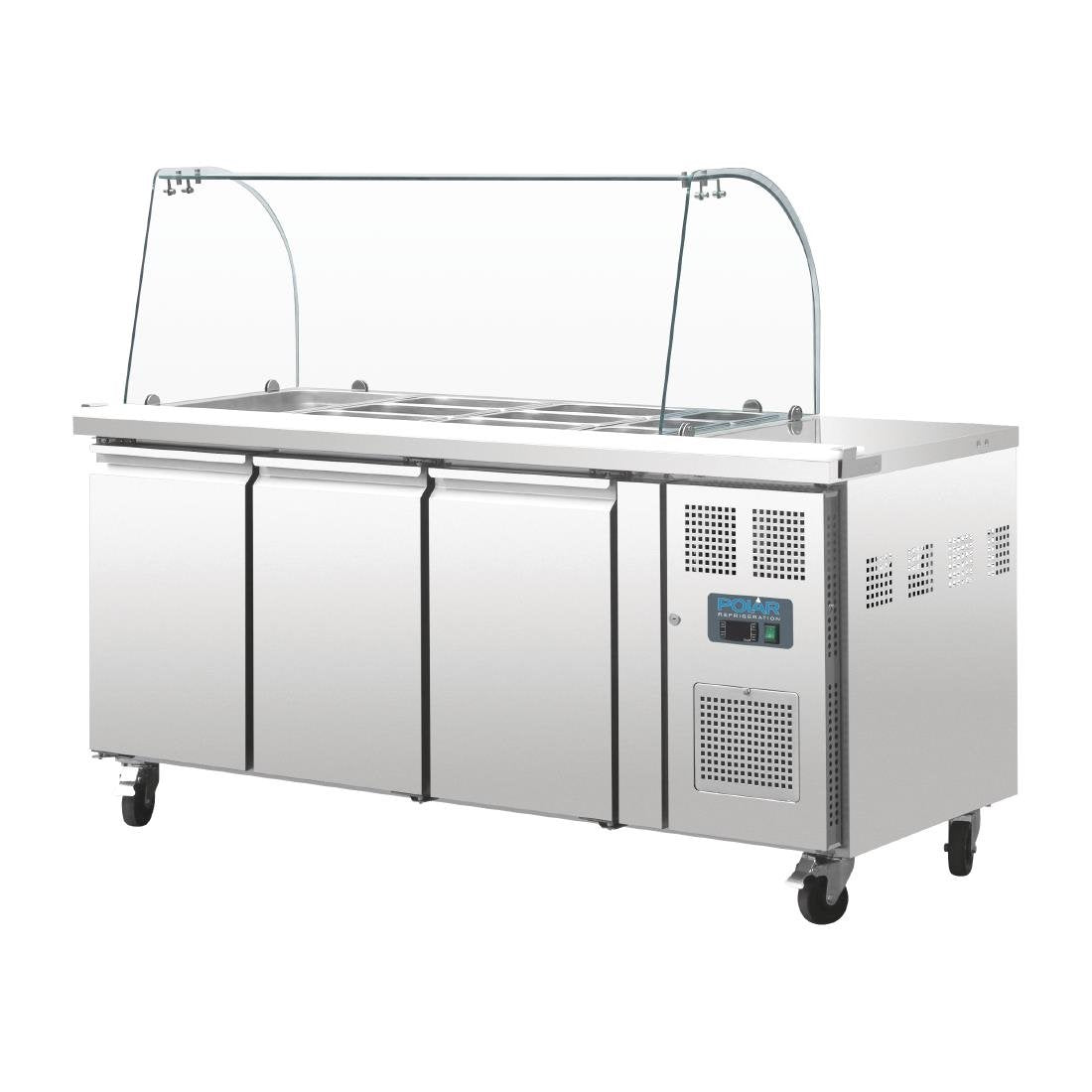 Polar U-Series Triple Door Refrigerated Gastronorm Saladette Counter • PAS-CT394-A