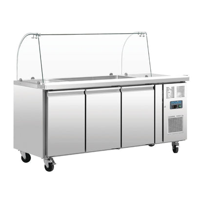 Polar U-Series Triple Door Refrigerated Gastronorm Saladette Counter • PAS-CT394-A