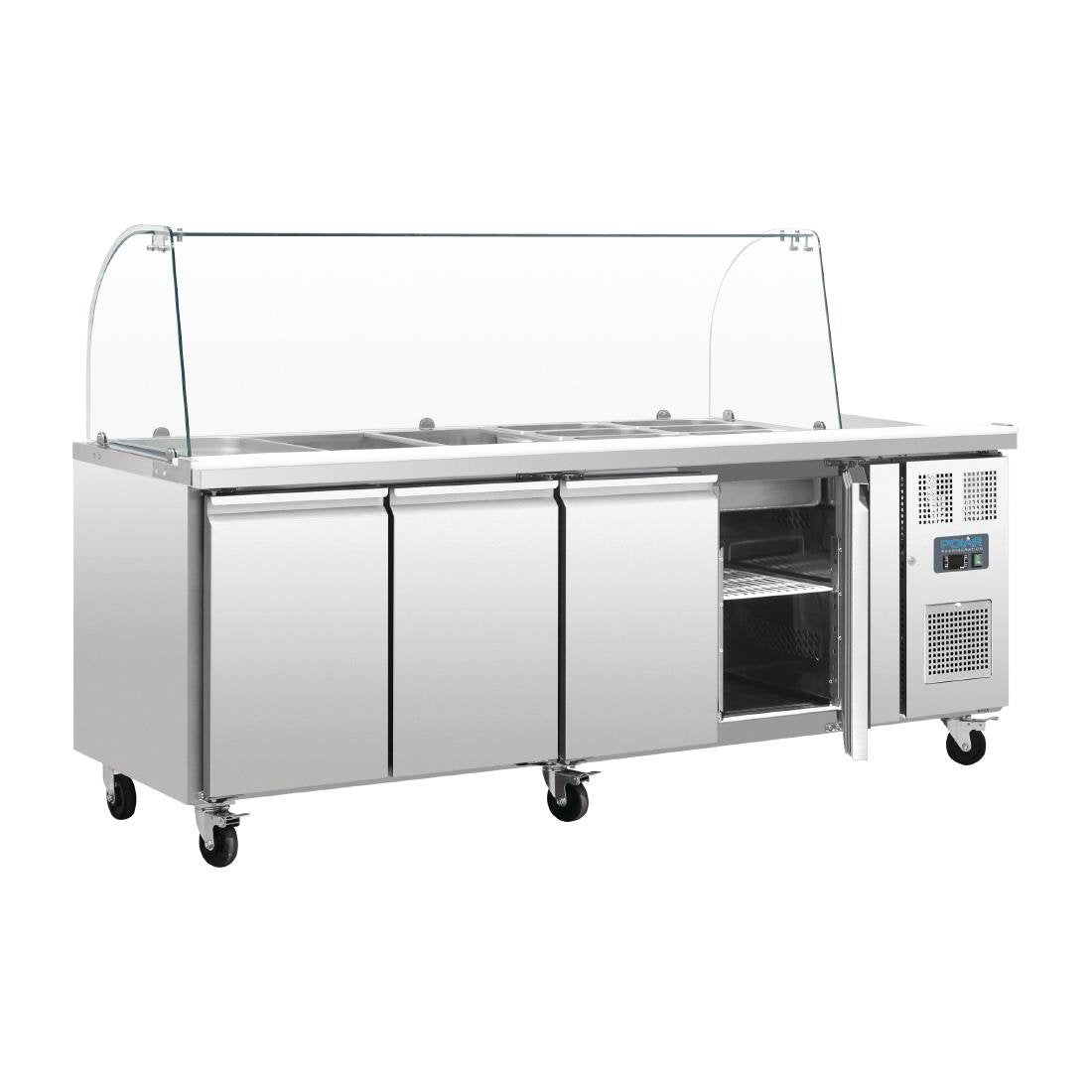 Polar U-Series Four Door Refrigerated Gastronorm Saladette Counter • PAS-CT395-A