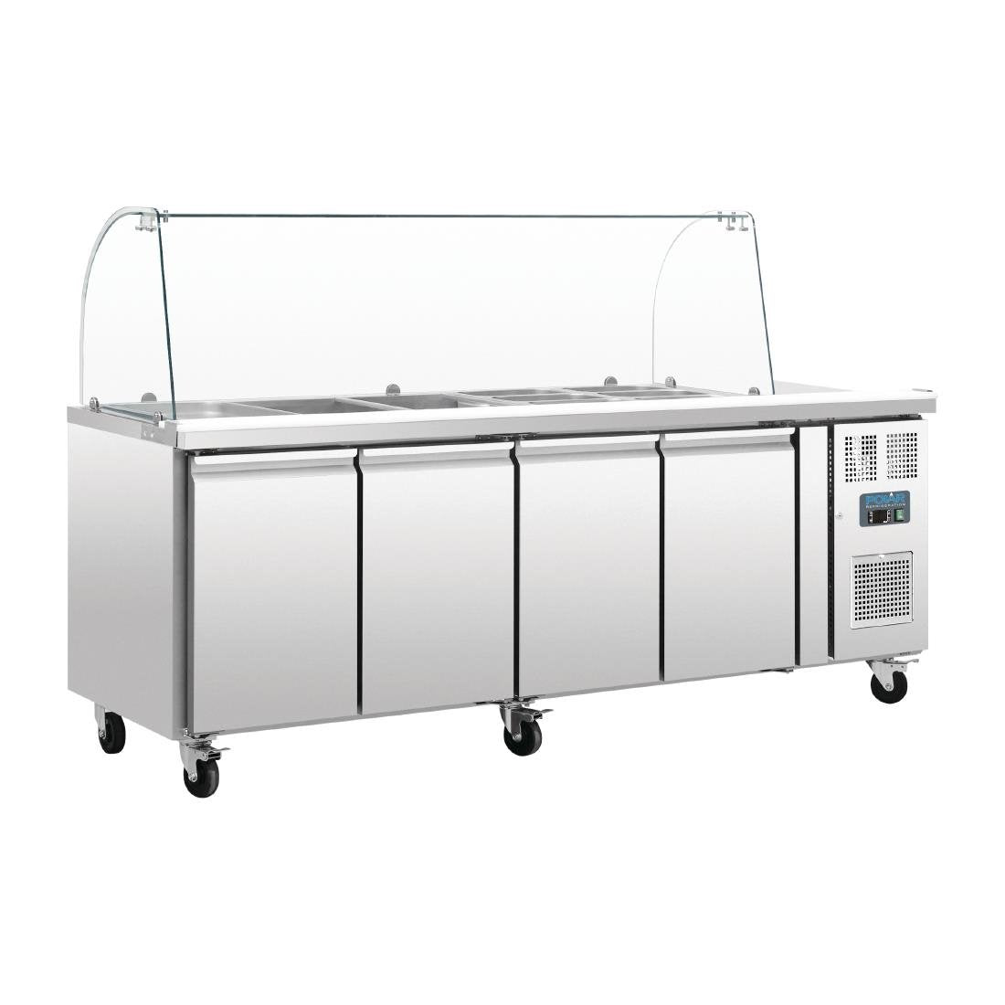 Polar U-Series Four Door Refrigerated Gastronorm Saladette Counter • PAS-CT395-A