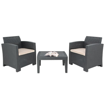 Bolero PP Armchair and Table Wicker Set Grey • PAS-DR309
