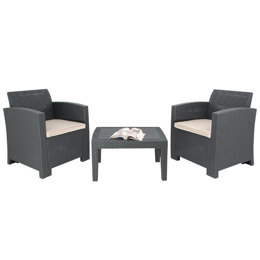 Bolero PP Armchair and Table Wicker Set Grey • PAS-DR309