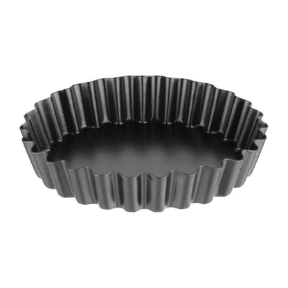 Vogue Non-Stick Mini Quiche Tin With Removable Base 100mm (3 Pack) (Diameter: 100mm | Pack of 3) • PAS-CW991