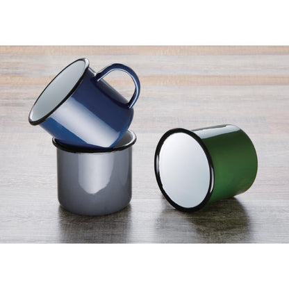 Olympia Enamel Green/Black Mug - 350ml 11.8fl oz (6 Pack) • PAS-DC396
