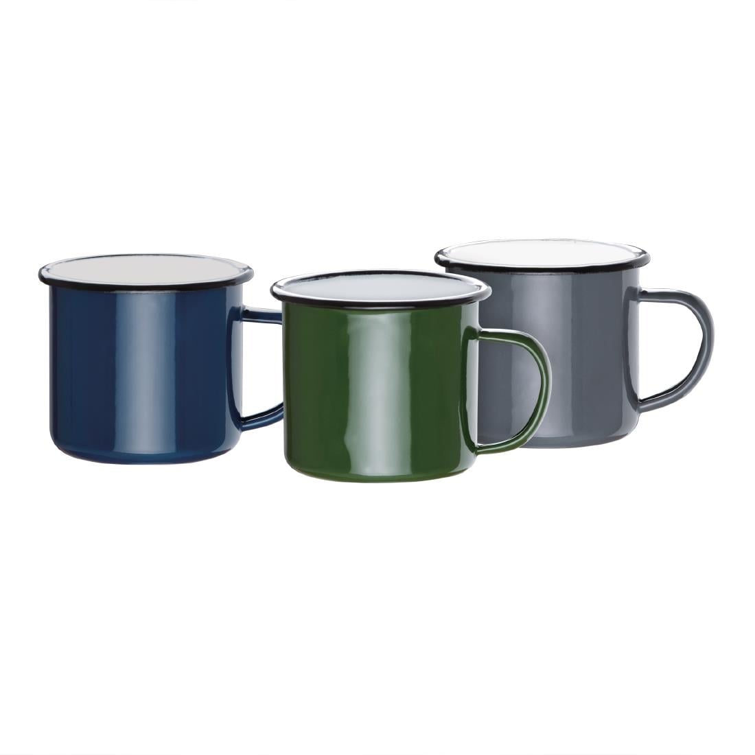 Olympia Enamel Green/Black Mug - 350ml 11.8fl oz (6 Pack) • PAS-DC396