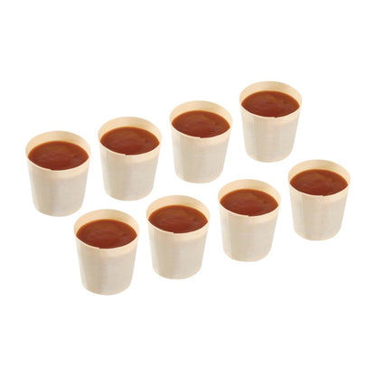 Fiesta Compostable Biodegradable Wooden Sauce Dipping Pots 38ml (Capacity: 38ml / 1.25oz | Pack Quantity: 100) • PAS-DK388