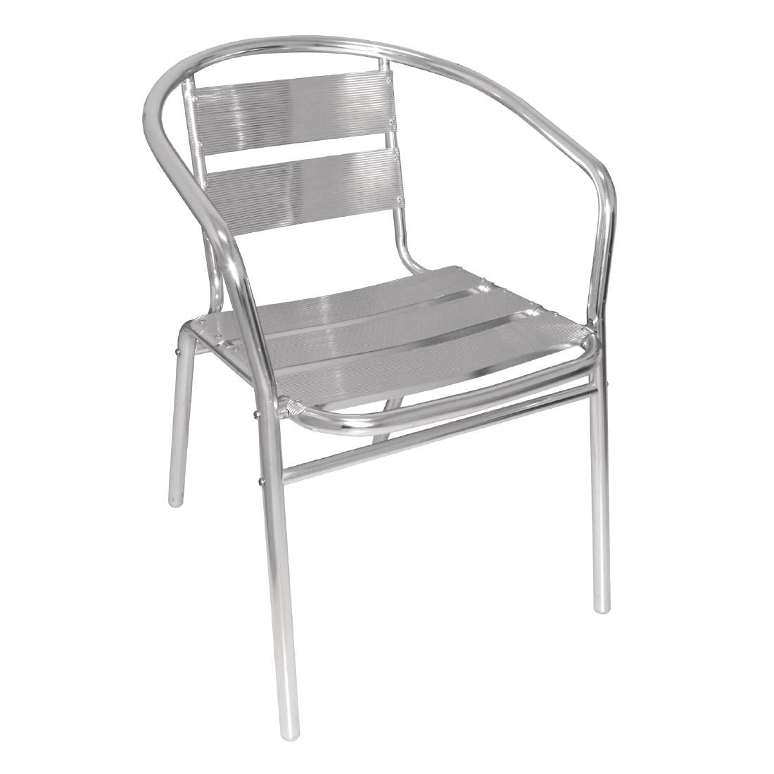 Bolero Aluminium Stacking Chairs 735mm (4 Pack) (Colour: Silver. Height: 735mm. Pack Quantity: 4) • PAS-U419