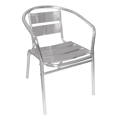 Bolero Aluminium Stacking Chairs 735mm (4 Pack) (Colour: Silver. Height: 735mm. Pack Quantity: 4) • PAS-U419