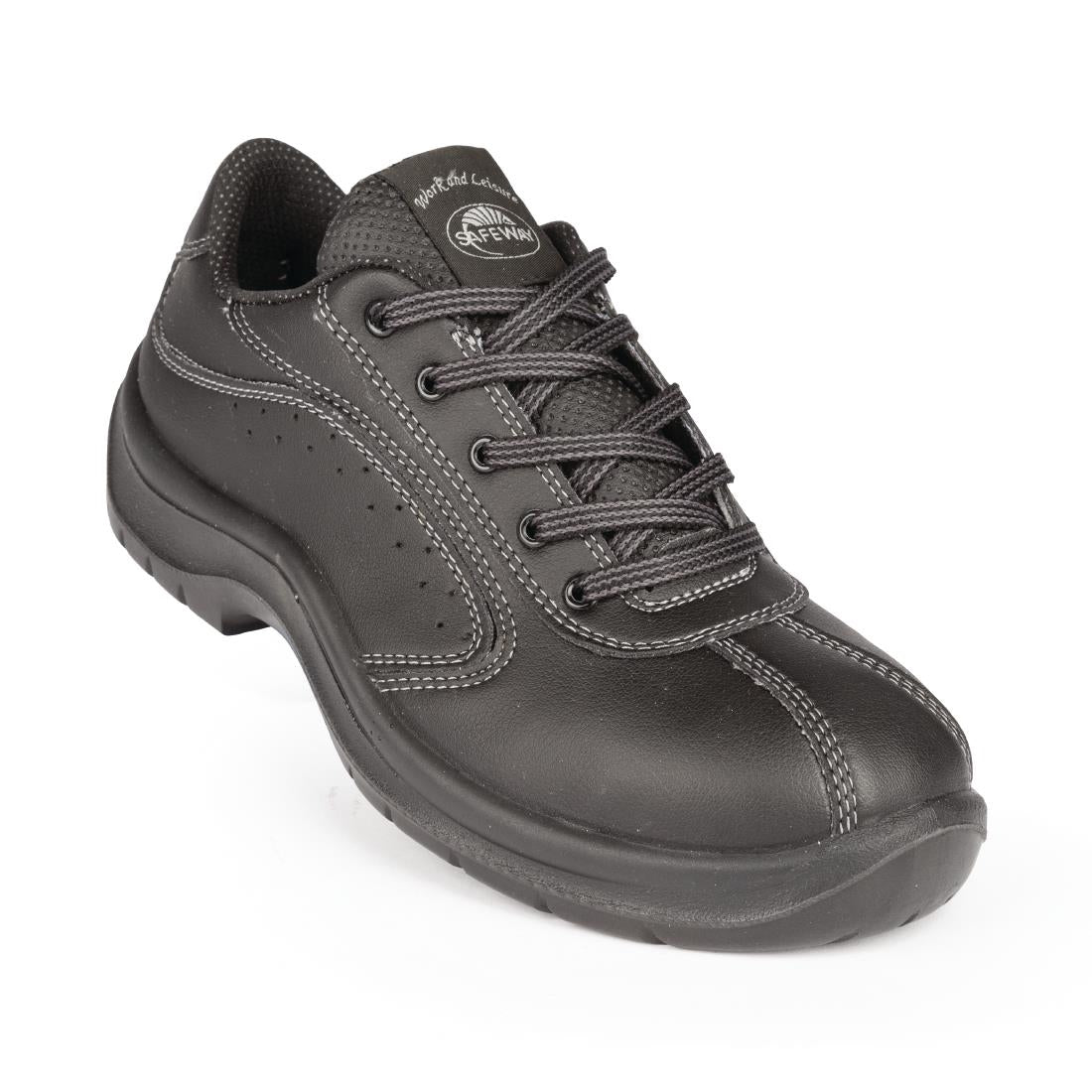 Slipbuster Lite Side Perforated Lace Up Safety Shoes Black • PAS-P_A398