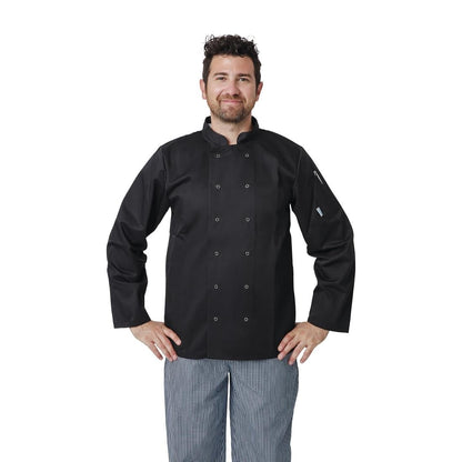 Whites Vegas Unisex Chefs Jacket Long Sleeve Black M (5 Pack) • PAS-JC418