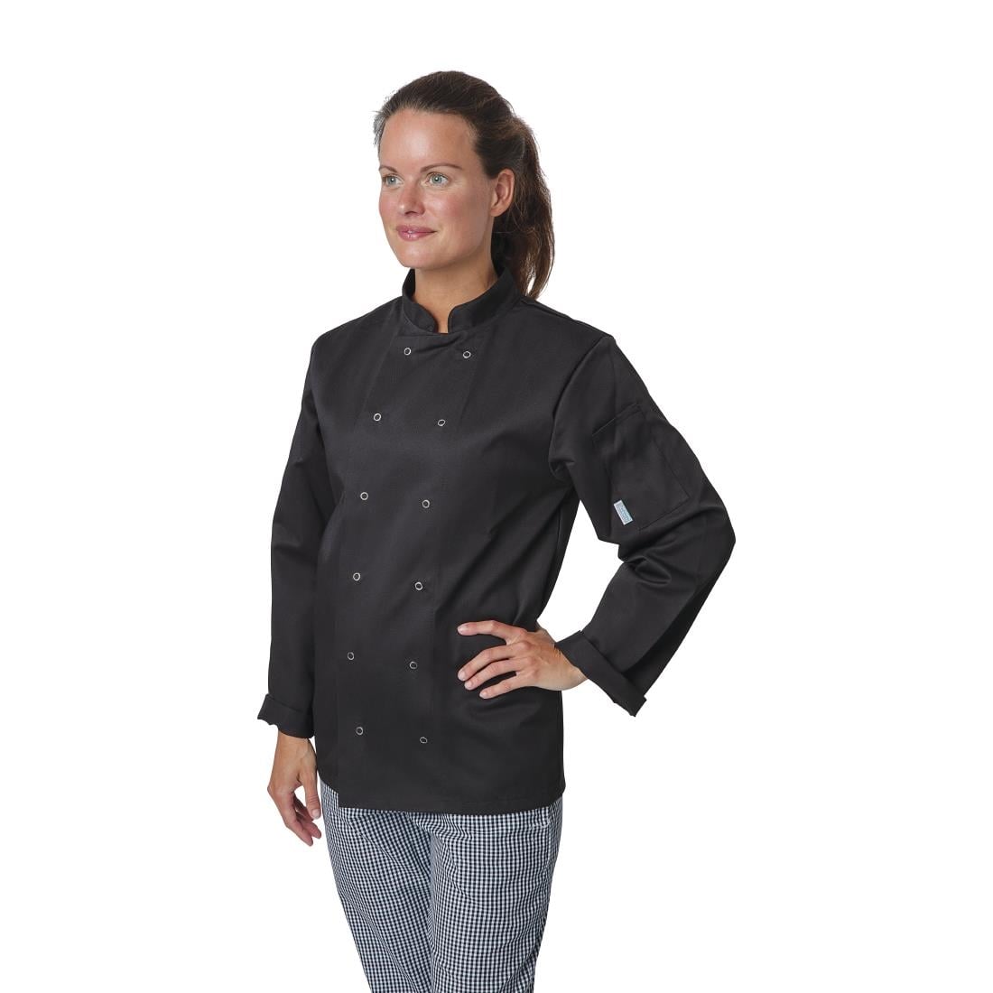 Whites Vegas Unisex Chefs Jacket Long Sleeve Black M (5 Pack) • PAS-JC418