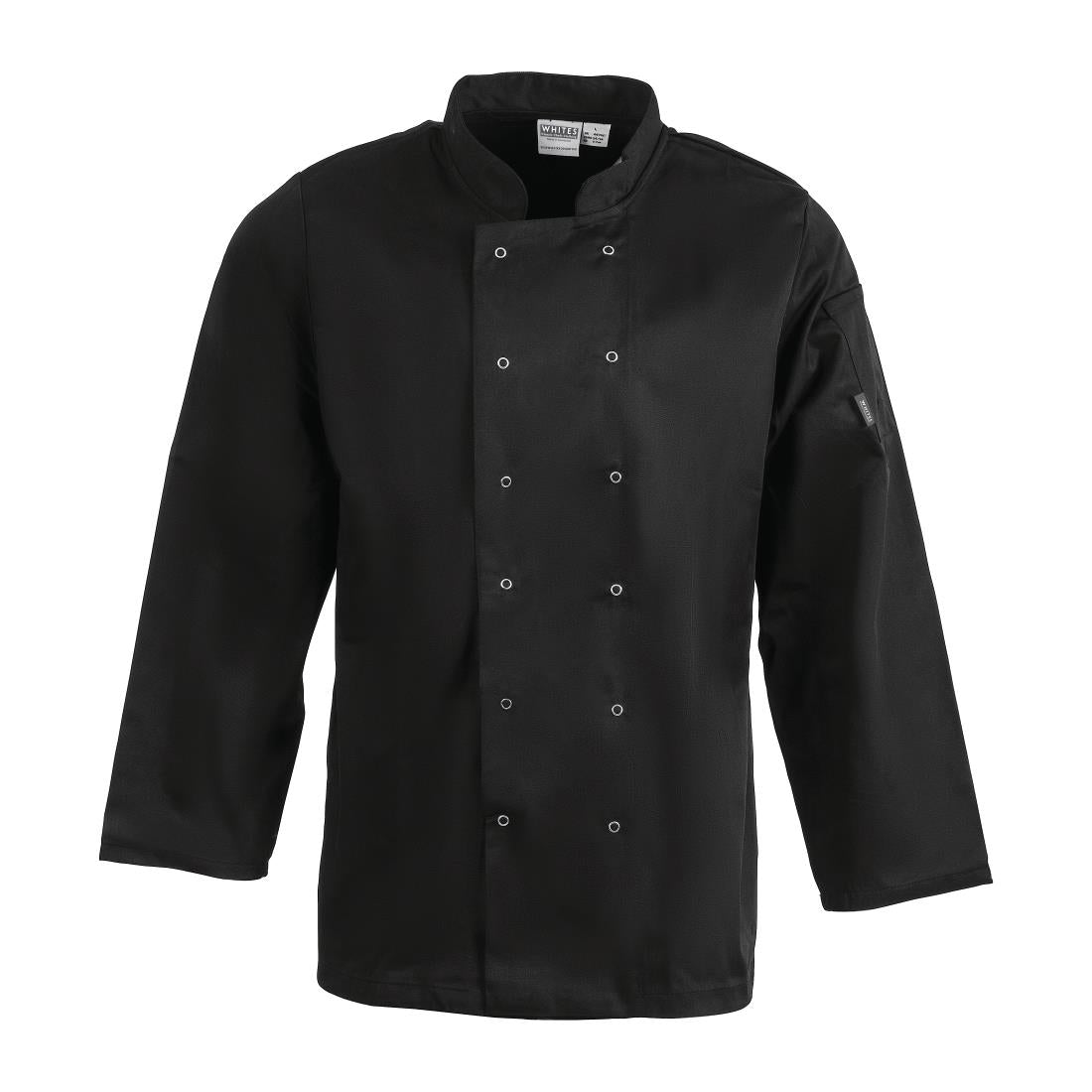 Whites Vegas Unisex Chefs Jacket Long Sleeve Black M (5 Pack) • PAS-JC418