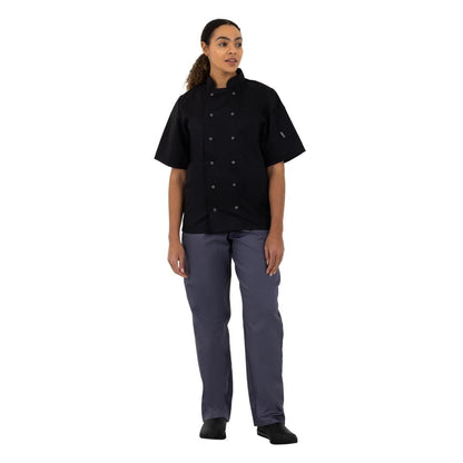 Whites Vegas Unisex Chef Jackets Short Sleeve Black • PAS-P_A439