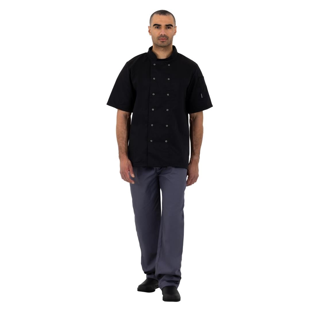 Whites Vegas Unisex Chef Jackets Short Sleeve Black • PAS-P_A439