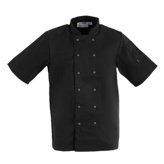 Whites Vegas Unisex Chef Jackets Short Sleeve Black • PAS-P_A439