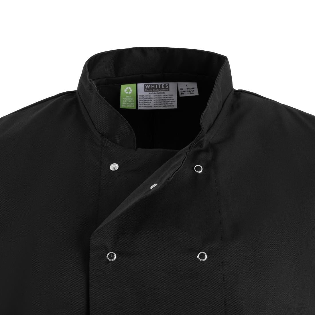 Whites Vegas Unisex Chef Jackets Short Sleeve Black • PAS-P_A439
