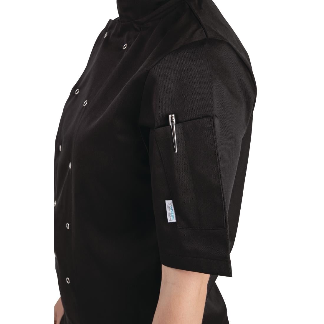 Whites Vegas Unisex Chef Jackets Short Sleeve Black • PAS-P_A439
