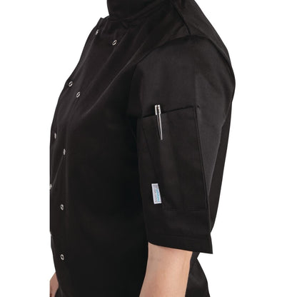 Whites Vegas Unisex Chef Jackets Short Sleeve Black • PAS-P_A439