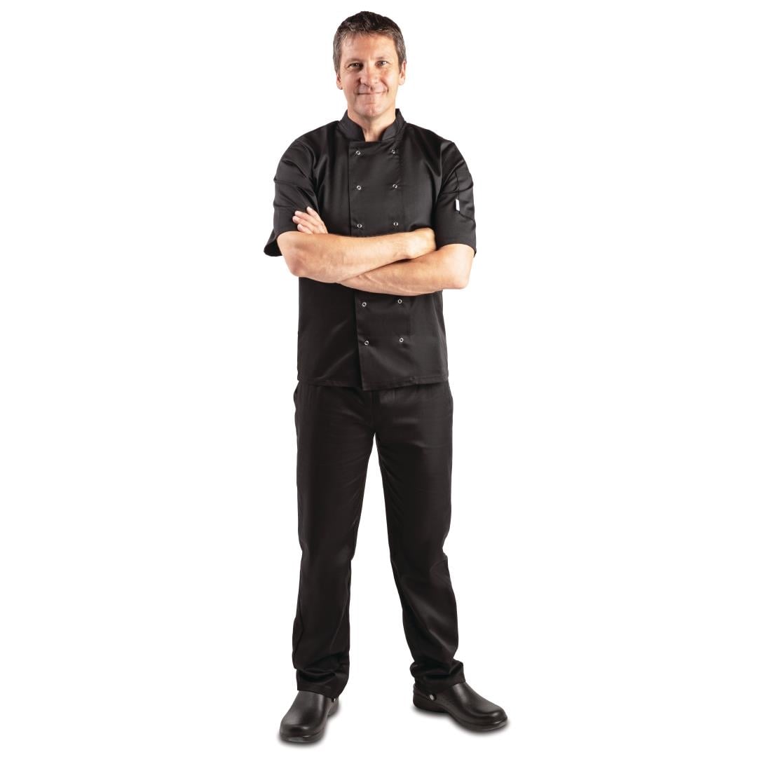 Whites Vegas Unisex Chef Jackets Short Sleeve Black • PAS-P_A439